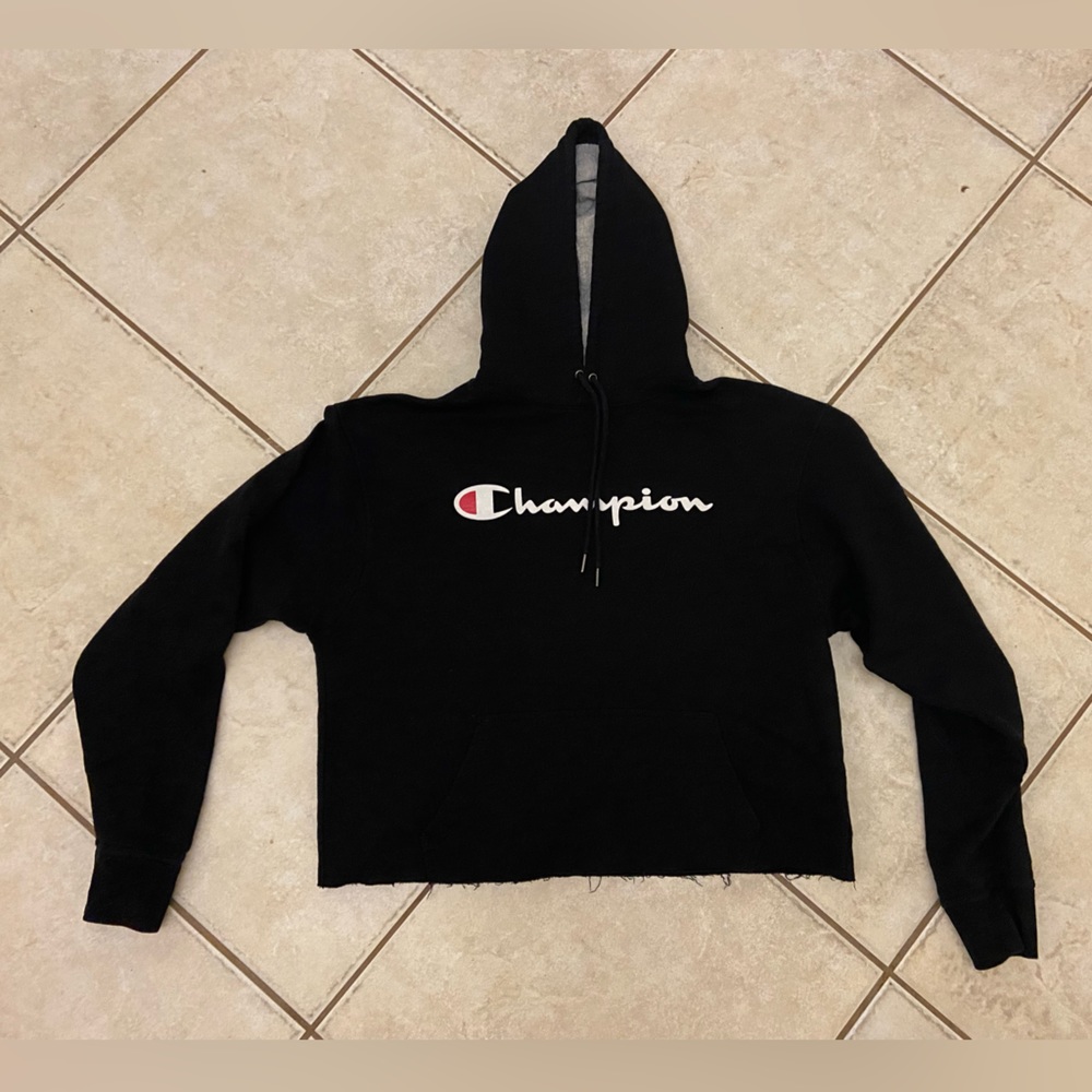mens boxy fit black Champion pullover hoodie